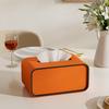 High-End Leather Paper Box Light Luxury Tissue Box Bathroom Living Room Bedroom Desktop Creative Oval Napkin Storage Box