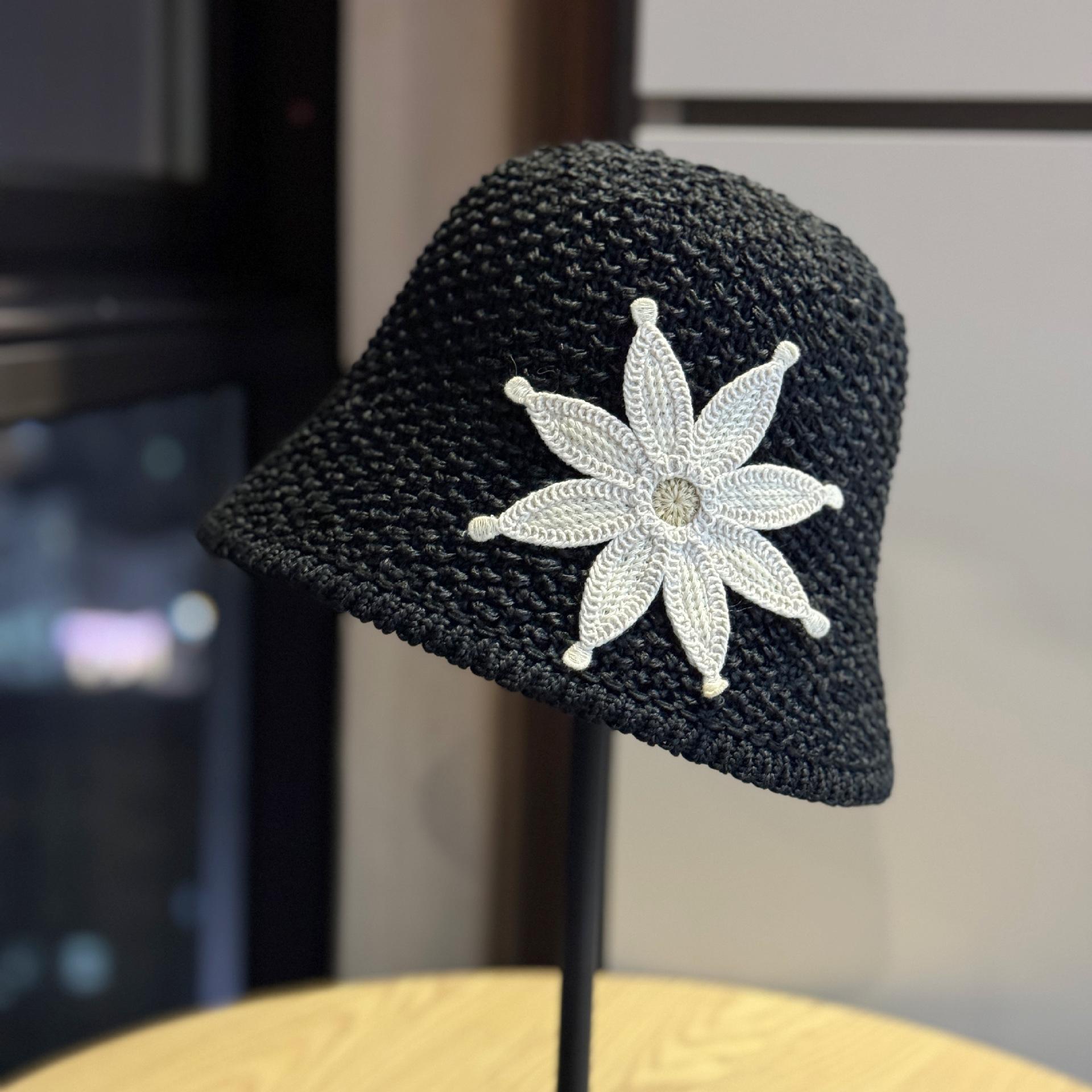 New Japanese-style cute handmade floral fisherman hat for women, sweet and fashionable bucket hat for spring and summer, sun protection and UV Adult54-60Average Size чёрный