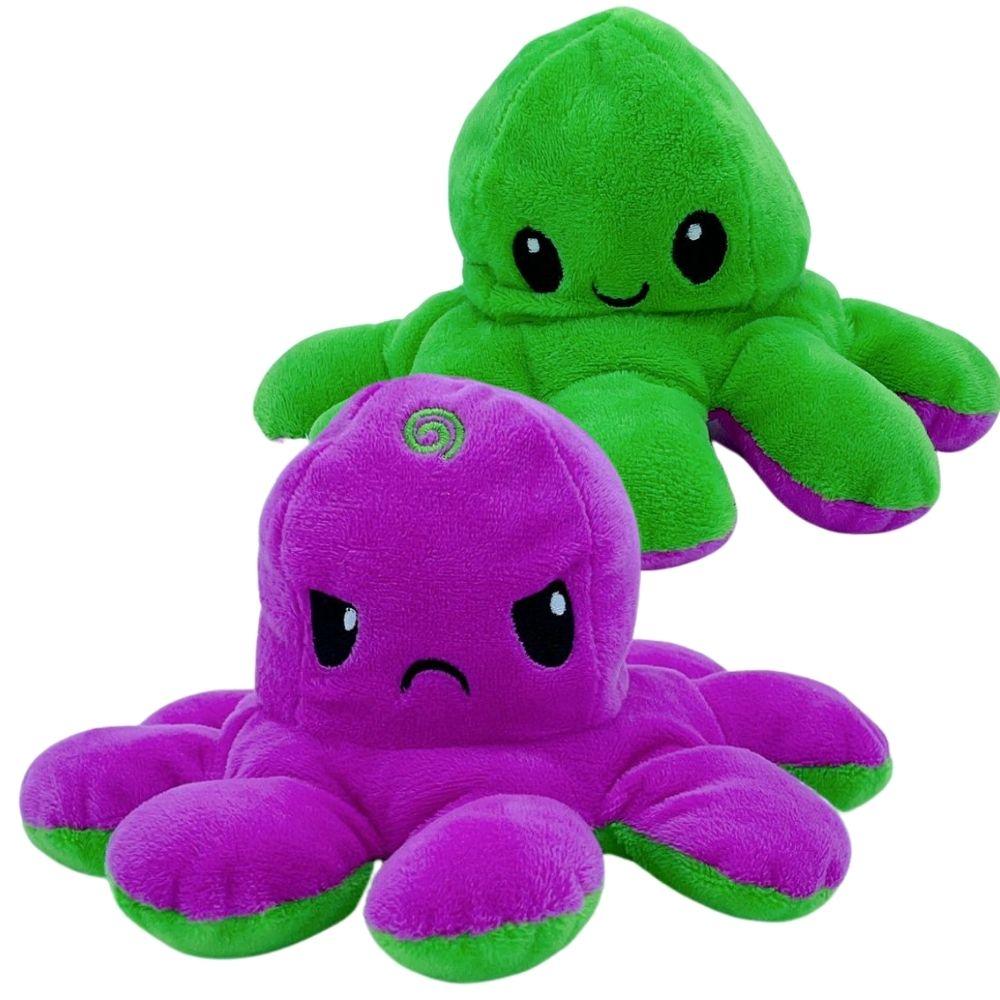 Pulpo Reversible Peluche Super Suave Sonriente enfadado 15cm