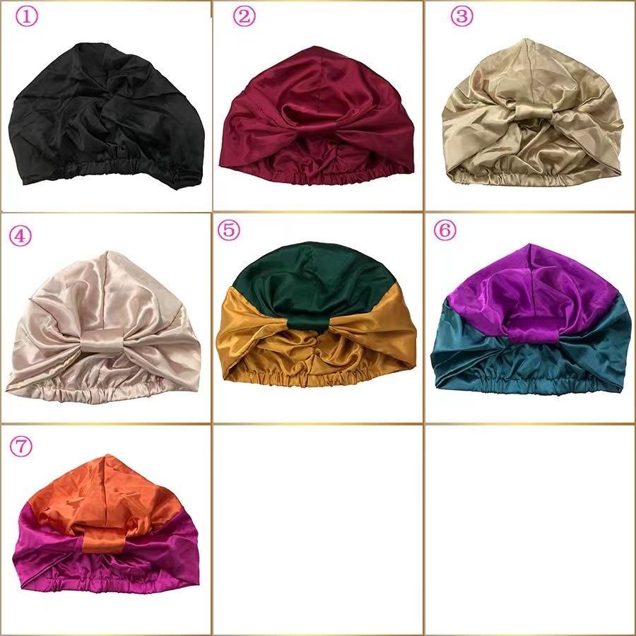 2022 New Arrival Casual Female Printed Satin Silk Sleeping Bonnet with Logo for Women