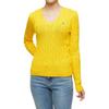 Maglione da donna in maglia a manica lunga con scollo a V tinta unita vestibilità slim Polo Ralph Lauren Giallo WMPOSWENC020659-700
