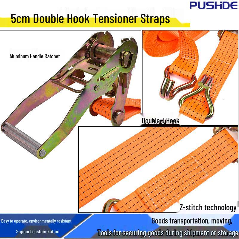 5cm 5-Ton Double Hook Ratchet Tie-Down Strap for Truck Cargo Securing