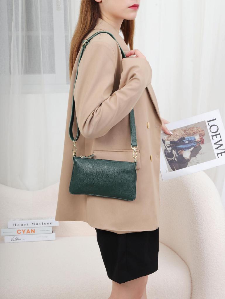 Women's Genuine Leather Crossbody Clutch - Small Top Layer Cowhide Phone Bag