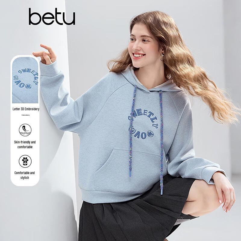 

betu Women s 3D Letter Embroidered Hoodie M