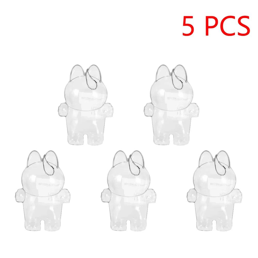 Transparent Macaron Doll Case For Labubu - Popmart Bubble Mart Storage Box, Dustproof Cover for Elf, Christmas New Year Gift