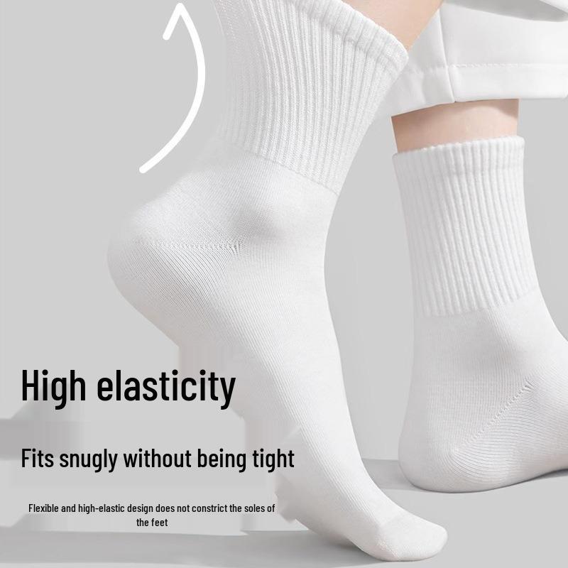 Disposable Mid-Calf Cotton Socks for Men and Women - Breathable, Sweat-Absorbent, Odor-Resistant for Travel and Daily Use.