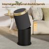 Light Wastbasket Press Trash Can with Lid for Office Living Room Bathroom Round Garbage Can with Removable Inner Bucket