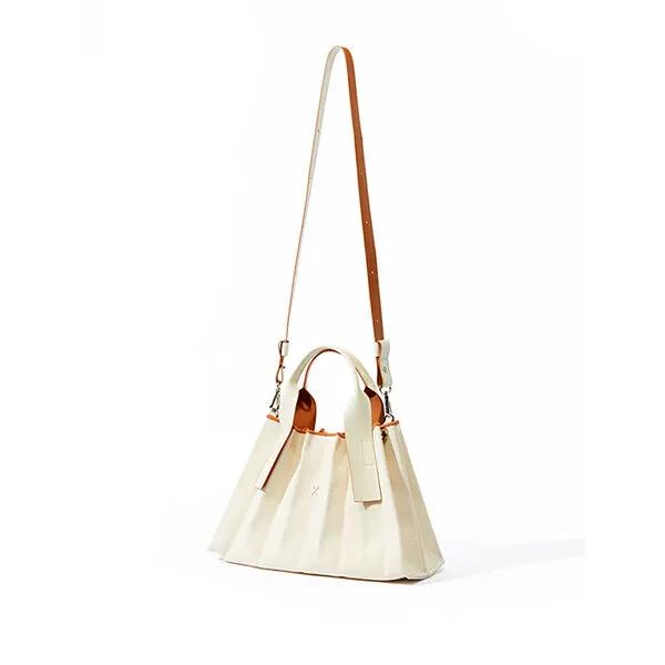 Lucky Pleats Canvas Tote S Ivory_Cream
