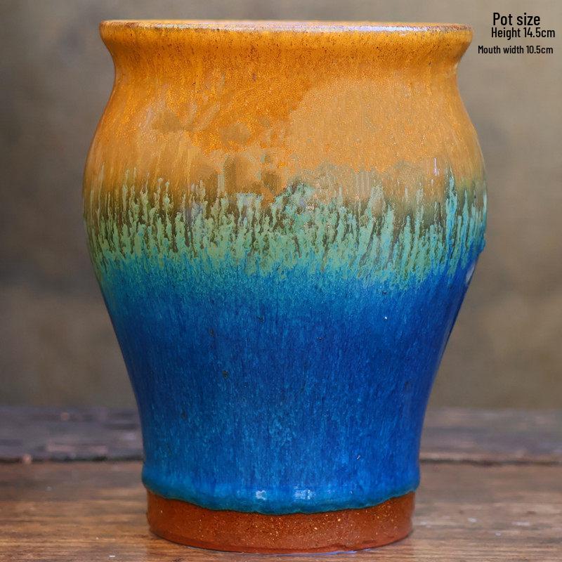 Handmade Retro Zisha Ceramic Pot for Succulents, Orchid, and Asparagus - Breathable Small Flower Pot