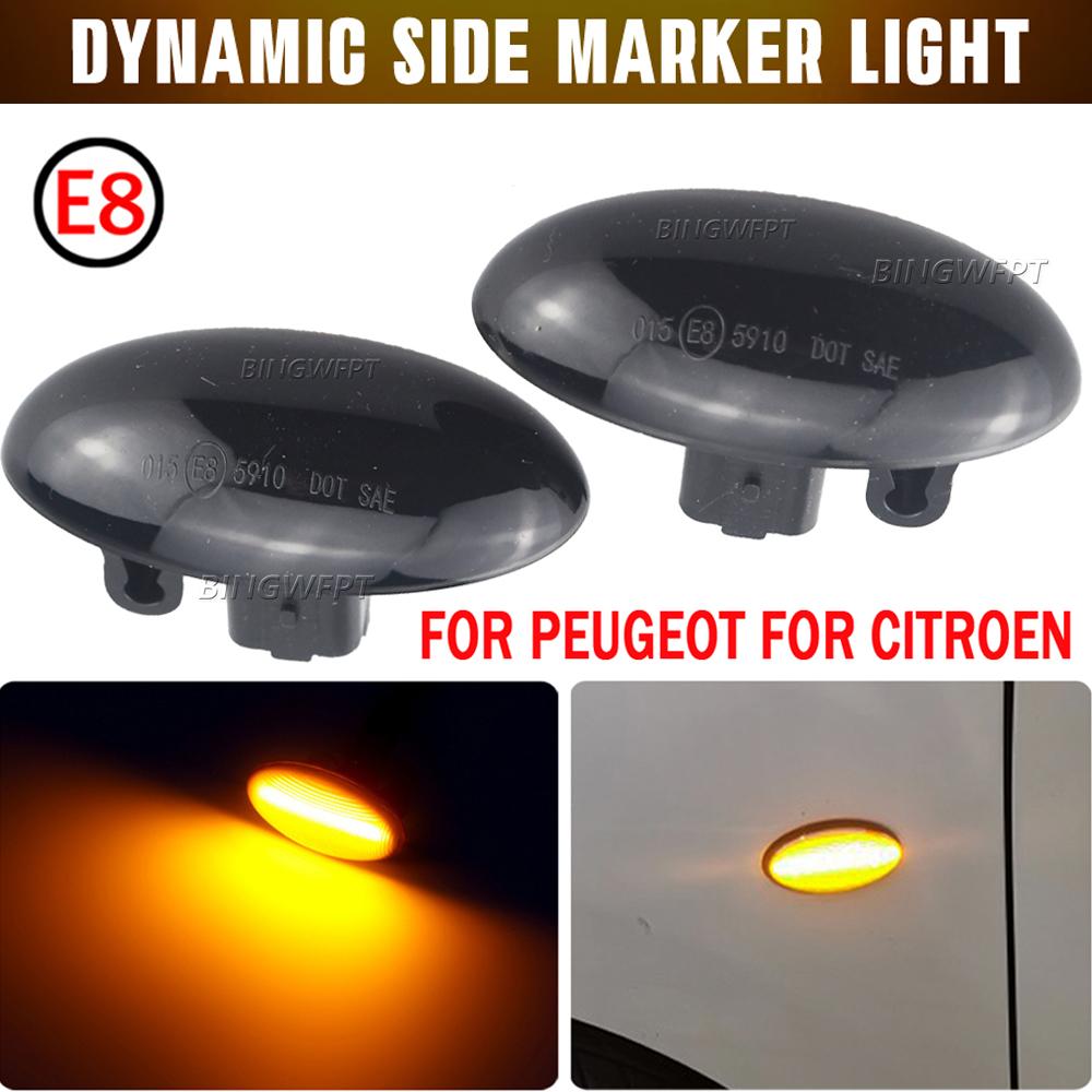 2PCS Dynamic Side Marker Flowing Turn Signal Light LED Sequential Blinker for Peugeot 307 206 207 407 107 for Citroen C1 C2 C3