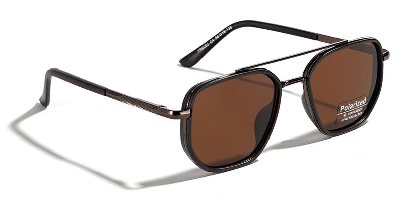Peekaboo TR90 Polarized Sunglasses Men Retro Style Metal Square Sun Glasses for Women Double Bridge Driving Green Black Uv400