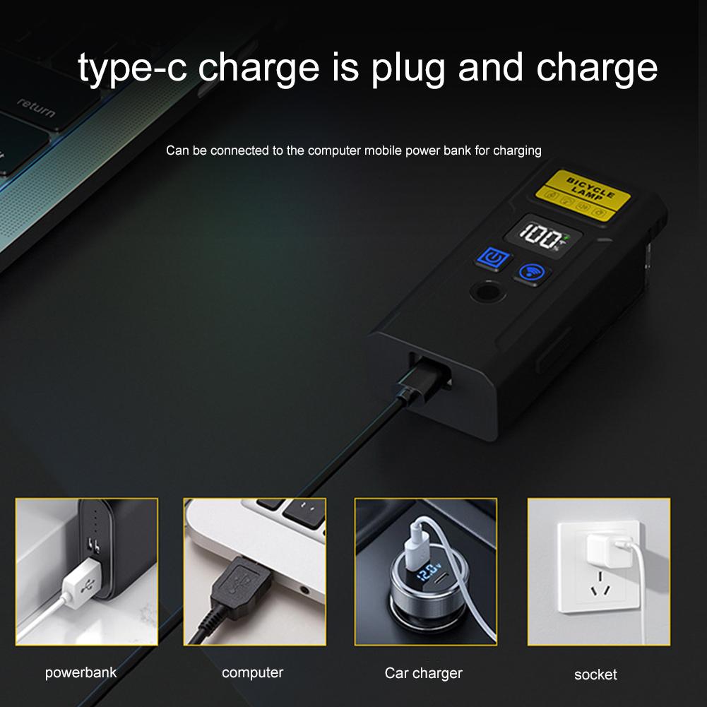 LED Bike Headlight with Horn Remote Control Bike Handlebar Flashlight Type C Rechargeable Bicycle Front Lamp Cycling Accessories