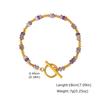 Niche Design Fashionable Color Natural Stone Beaded Stainless Steel Rice Bead Ot Buckle Bracelet Female Br-3051