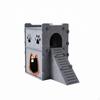 Enclosed Felt Cat House with Ramp | PawPrint Cutout Openings, Hideaway Ramp, for Living