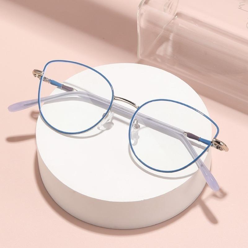 Cat Eye Glasses for Women Flat Light Blue Light Protection Student Frame Style Optical Glasses