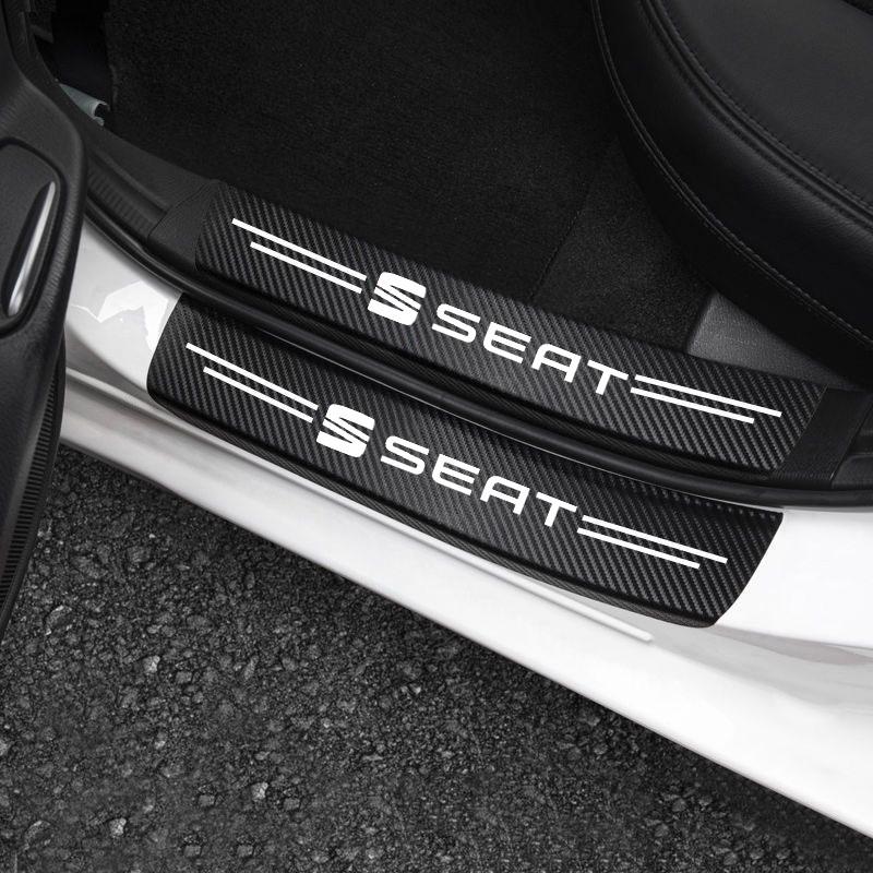 AAFH1 Carbon Fiber Car Door Sill Sticker Trunk Bumper Protective Sticker For Seat Leon Ibiza Alhambra Exeo Altea Arona Mii Accessories