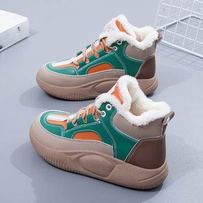 2024 Cizme de iarnă pentru femei Cizme de zăpadă din catifea de pluș cald cu șireturi Pantofi moale de iarnă Pantofi confortabili din bumbac pentru femei