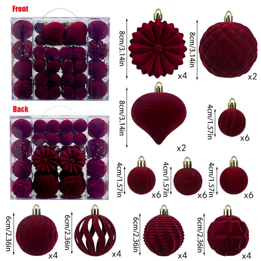 

Christmas Ball Ornaments Soft Shatterproof Balls Set Christmas Decorations 48 Pieces Party Decorations For Home Decor Indoor Other червоний