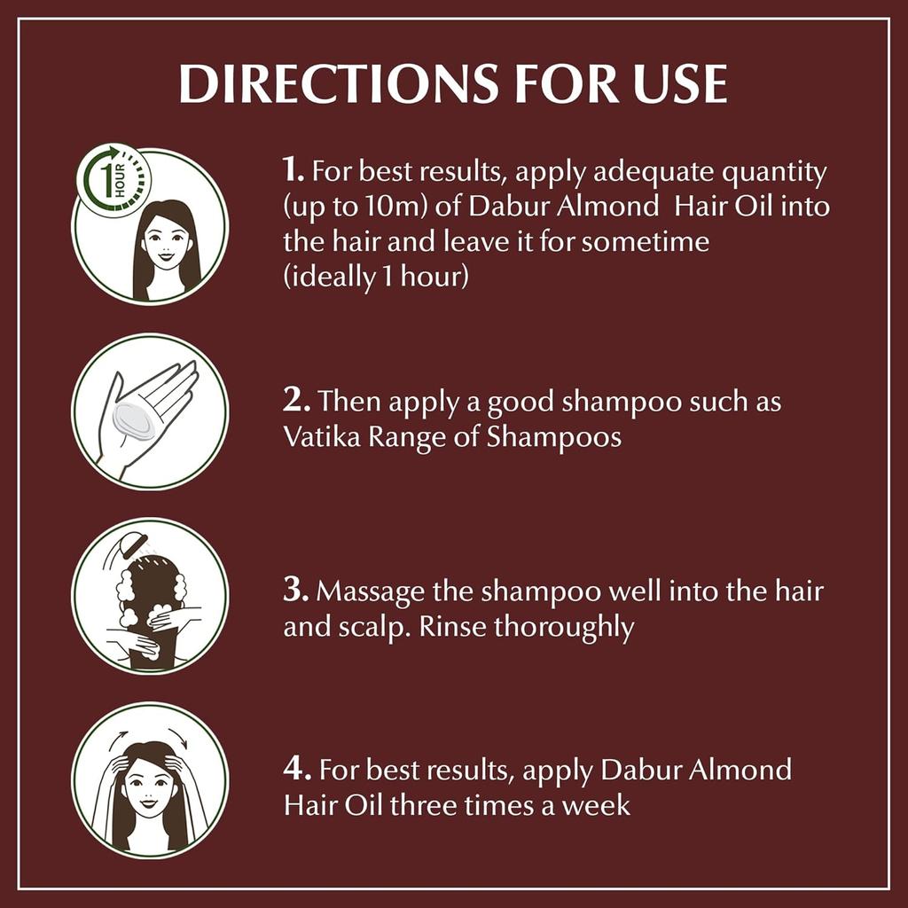 Dabur Almond Hair Oil 200ml With Vitamin E & Soya Protein For Strong, Smooth, Non-Sticky Nourished Hair Care