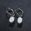Round Opal Teardrop Dangle Earrings Retro Style Gem Crystal Eardrops Round Created Gemstones Drop Earrings