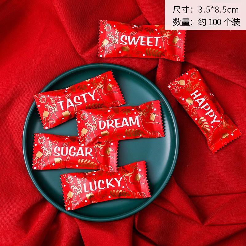 100Pcs Chinese New Year Aluminum Foil Disposable Toffee Packaging Bags Baked Handmade Nougat Candy Machine Sealed