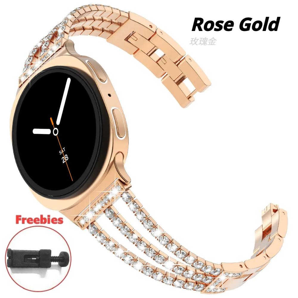 

Бриллиантовый ремешок для Samsung Galaxy Watch8 44 мм 40 мм Роскошный женский металлический браслет для Samsung Galaxy 8 Classic 46 мм Correa Galaxy Watch 8 40mm розового золота