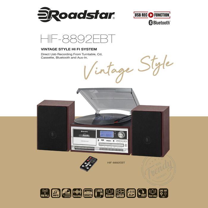 Platine Vinyle - ROADSTAR - HIF-8892EBT - Bois - Bluetooth - Lecteur CD-MP3