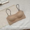 Traceless tube top underwear women's summer thin fixed cup gathering small chest thin vest bra