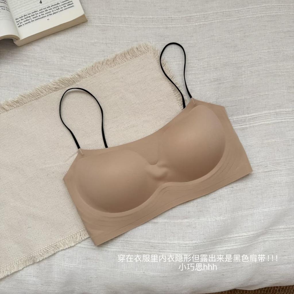 Traceless tube top underwear women's summer thin fixed cup gathering small chest thin vest bra