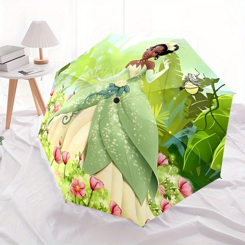 1pc Beautiful Princess Tiana Pattern Beautiful Looking Automatic Folding Umbrella, 3 Folding, 8 Pole Frame Design, Durable and Suitable for