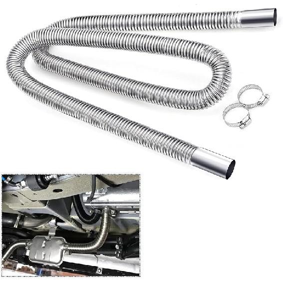 COLOR TREE 78.7Inch Universal Stainless Steel Exhaust Pipe 1Inch ID Parking Air Heater Tank Diesel Gas Vent Hose Length For Car Truck