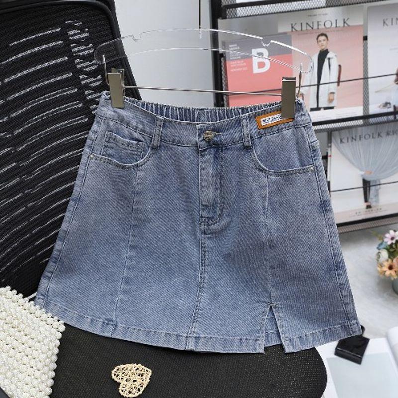 

Fashion Student Elastic Chubby Girl Three Points Casual Short Culottes Blue 2XL