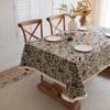 Floral Tablecloth Rustic Farmhouse Cotton Linen Blend Table Cover Dining Coffee