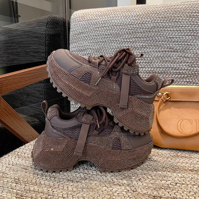 

Platform dad shoes women s autumn and winter 2025 new fashion casual shoes non-slip versatile single shoes inner height-increasing women s shoes 40 коричневий