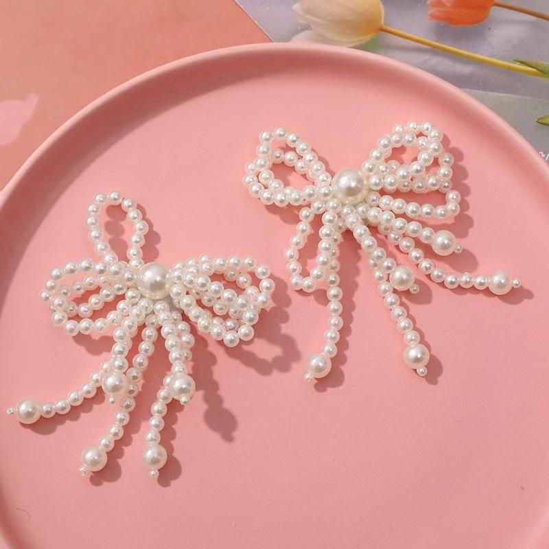 Bow Tassel Pearl Earrings - Elegant Shoelace Design for Women