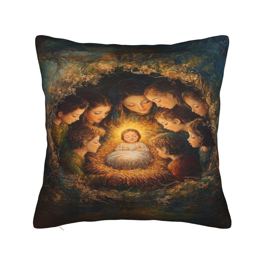 Christmas Nativity Scene Baby Jesus & Mary Printing Pillowcase Cushion Cover  Pillow Covers New Style Home Decor