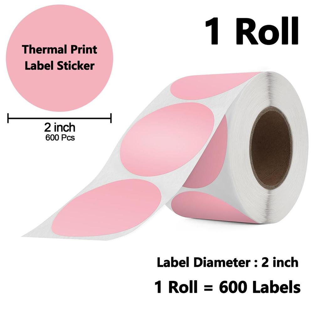 Термонаклейки круглі 2 дюйми, самоклейні, для прямого термодруку, багатоцільові наклейки для принтера для DIY дизайну логотипу, QR-коду, бейджа