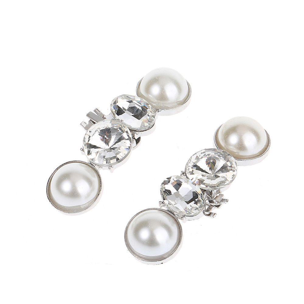 2PCS Women Shiny Decorative Clips Brooch Silk Flower Rhinestone Shoe Clip Charm Buckle Shoe Decorations