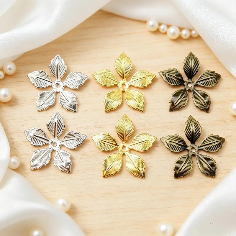 50Pcs Flowers Antique Filigree Wraps Connectors Pendant Beads Caps Charms For Diy Jewelry Accessories Findings Metal Crafts