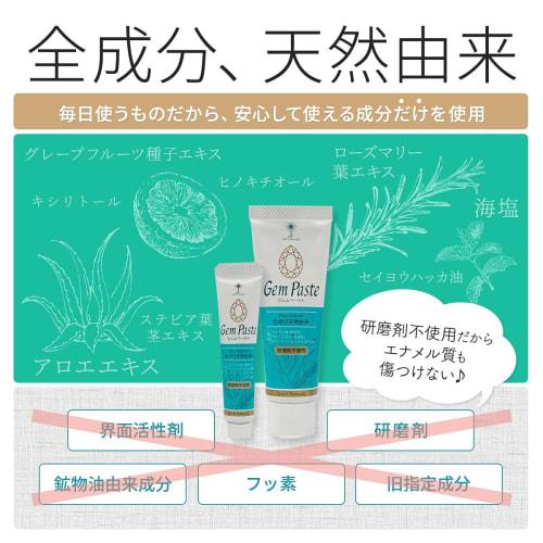 Gempaste Toothpaste Gel, 65g, Set of 2, All Natural, Additive-Free, Fluoride-Free, Non-Abrasive Toothpaste, Bad Breath Care, Includes 2 JOE Mini Clean