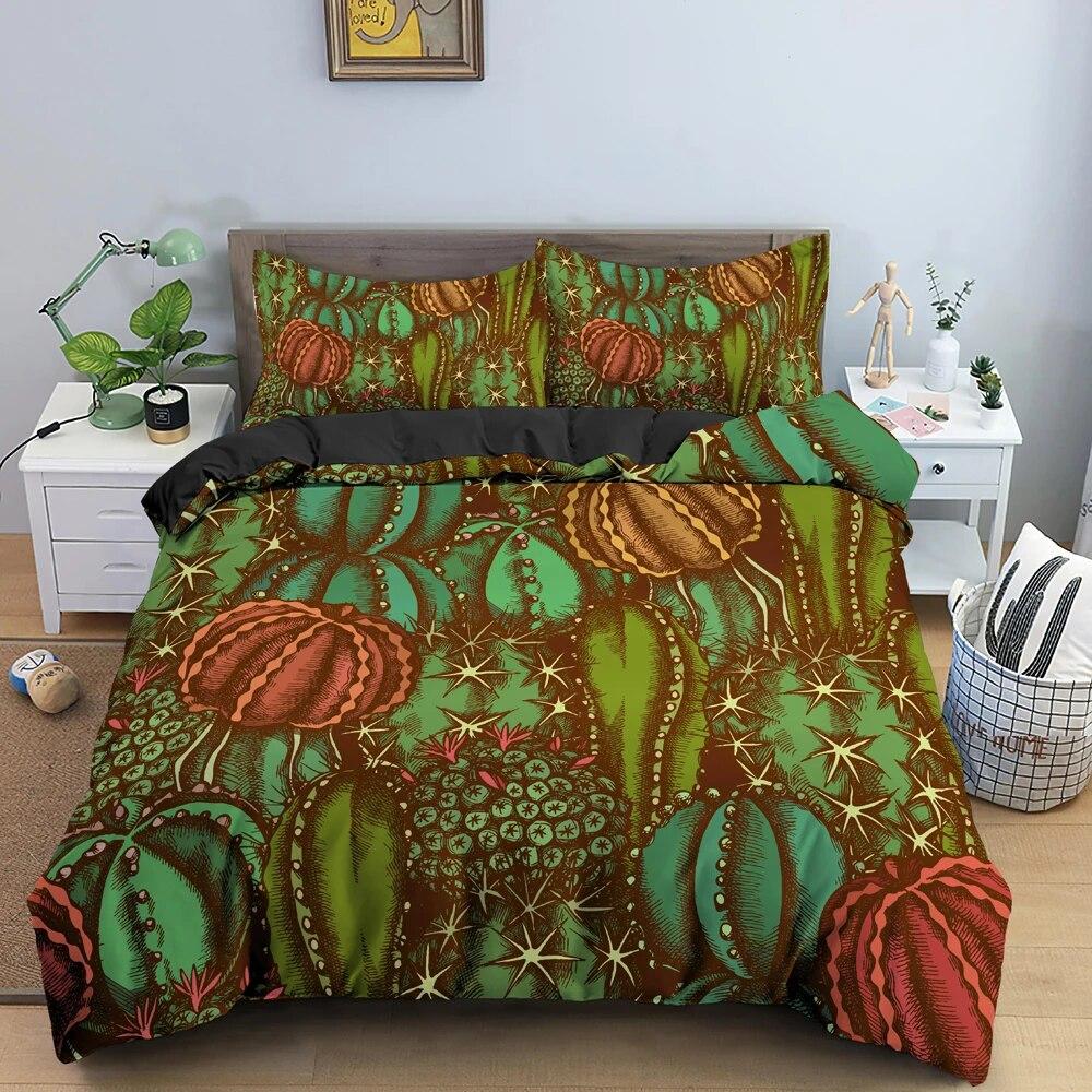 

Зеленый комплект пододеяльников с рисунком кактуса, роскошный комплект постельного белья, декор для спальни, постельное белье, наволочка King Queen Twin, одинарный размер 2/3 шт. Baby Size 133x70cm