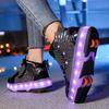 Kid's Four-wheel Detachable Flat Shoes Rechargeable LED Luminous Sports Shoes with Wings Children's Skates with Brakes Roller Skates sneakers