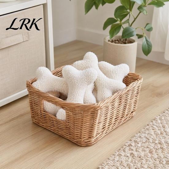 Dog Chew Toy Plush Squeaky Bone Toy, Soft Lamb Wool Chewing with Built-in Sound, Washable Interactive Fetch Noise Making Pet for Small Medium