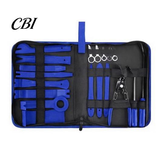 Car Door Panel Pry Tool Kit 19Pcs Trim Removal Set with Pick & Clip Tool, Sticker Scraper, Automotive Plastic Interior Fastener for Stereo,