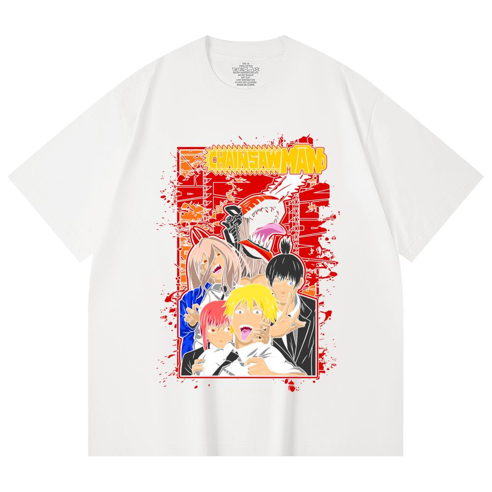 230 Gsm 100% Cotton Chainsaw Man V26 Print Unisex Heavy Cotton T Shirt
