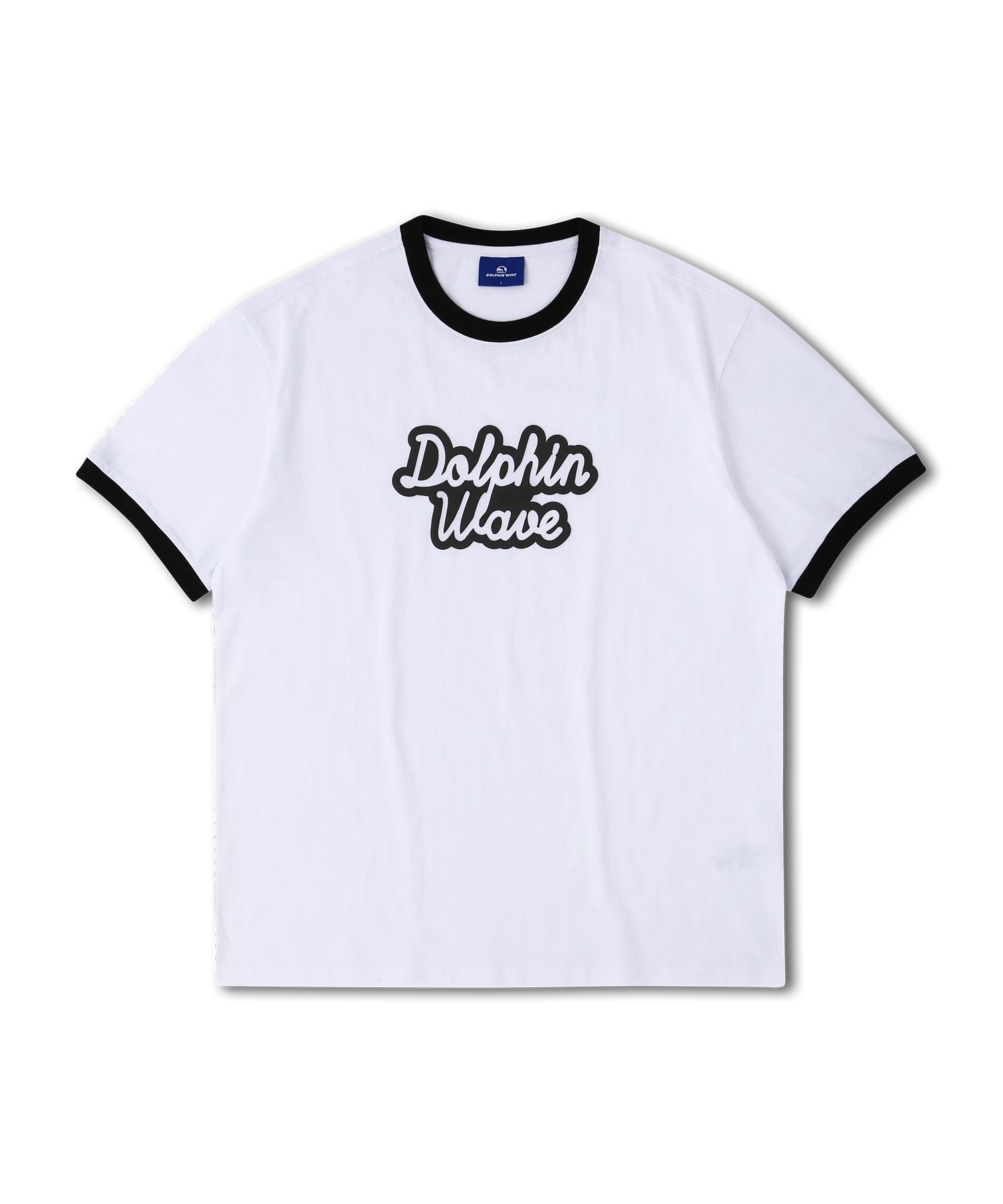 Dolphin Wave Apparel Dolphin Foam Print Big Logo Ringer Short Sleeve T-Shirt White White/L