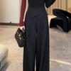 High-Waisted Retro Wide-Leg Pants for Pear-Shaped Figures - Drapey Slimming Trousers