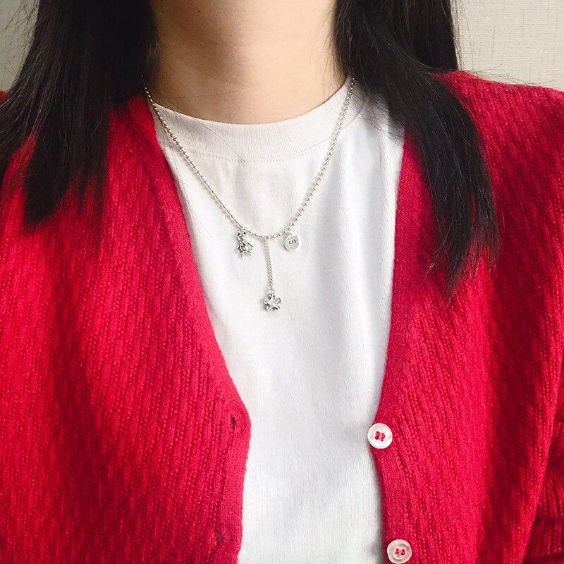 925 argint sterling ursuleț stea zircon pandantiv colier din argint thailandez cu lanț lung colier ciucuri pentru femei bijuterii cadouri S -N648