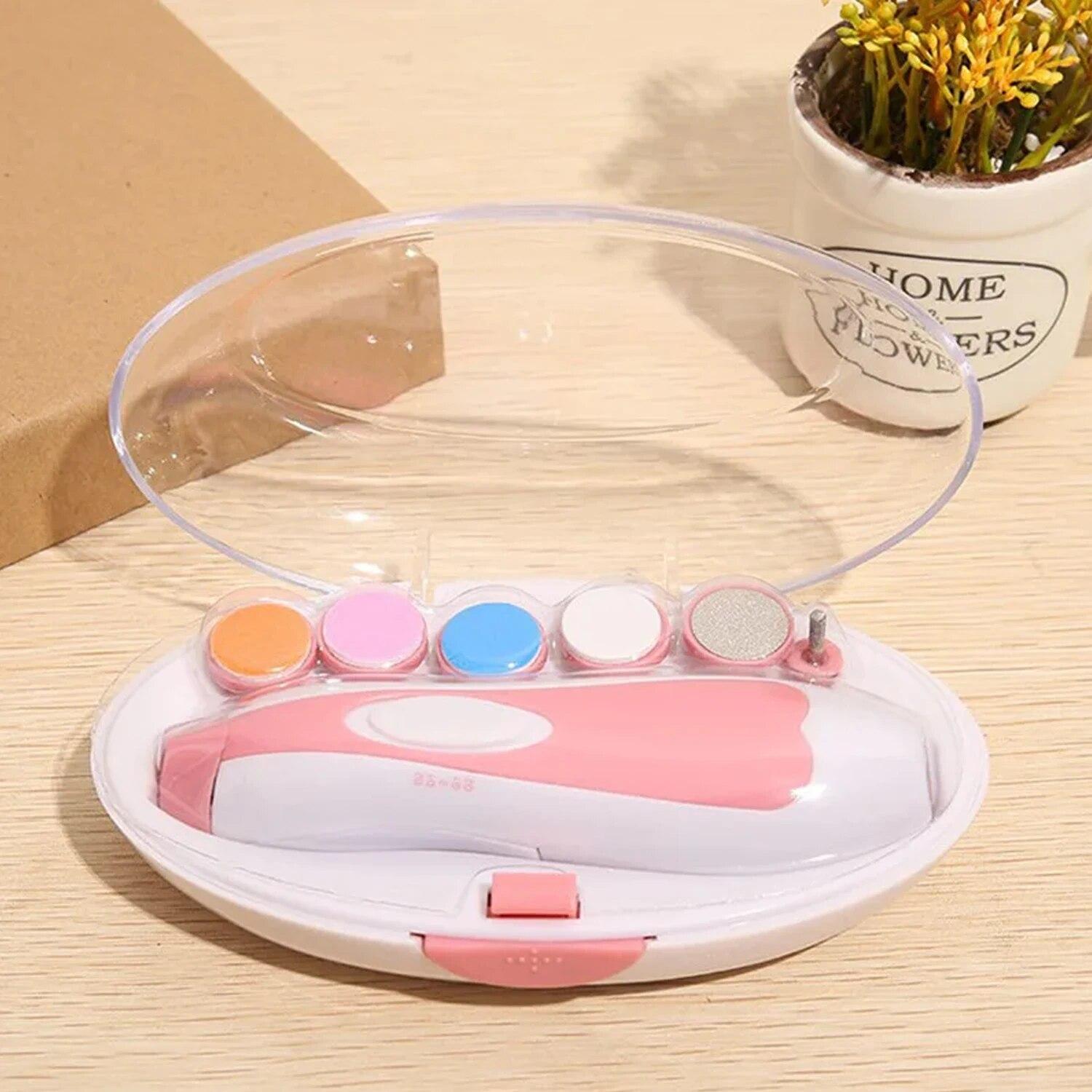 

6 в 1 электрический детский триммер для ногтей точилка, детские ножницы, детский триммер для ухода за ногтями маникюрный, синий/розовый розовый