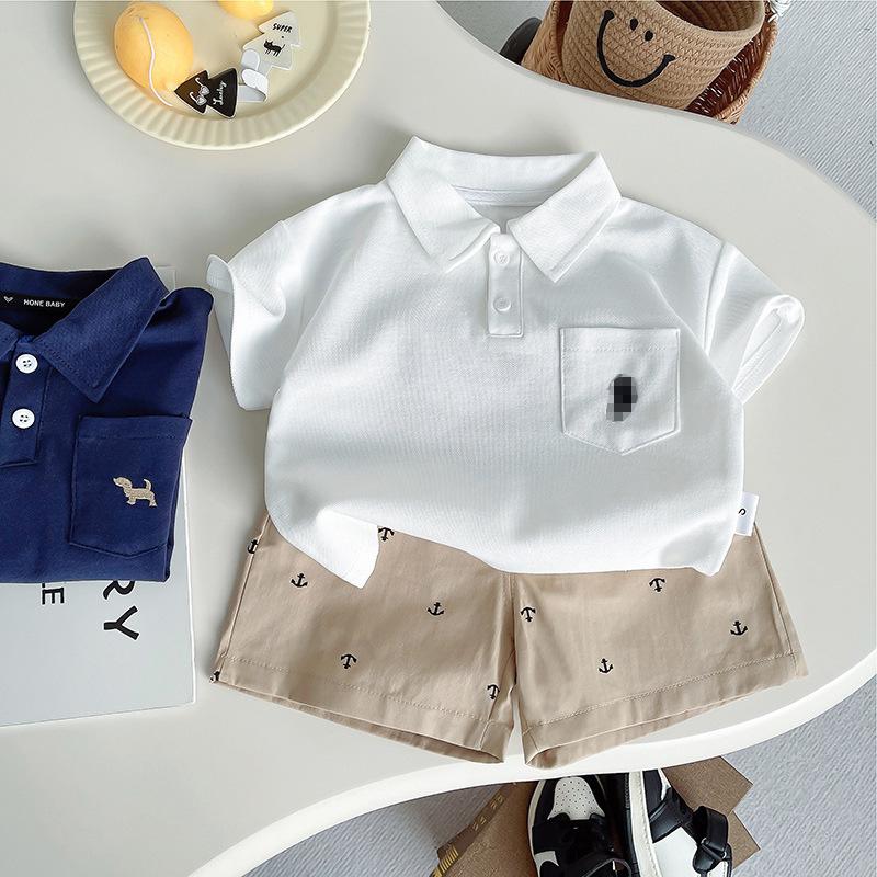 Boys Summer Outfit Set Baby Summer Thin Short Sleeve Polo Two Piece Short Style Short Children's Clothing